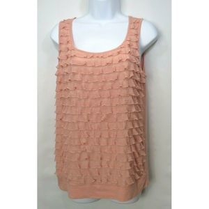 Blouse by Loft , new size M in pink with ruffles